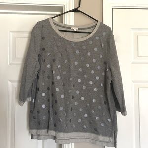 Gap XL Gray Top with silver polkadots